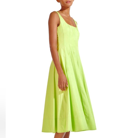 🌺🎉HP🎉🌺 NWT Staud Wells Midi Dress Lime - Picture 2 of 16